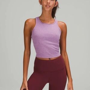 Ebb to Street Racerback Crop Tank Top Wisteria Purple High Neck